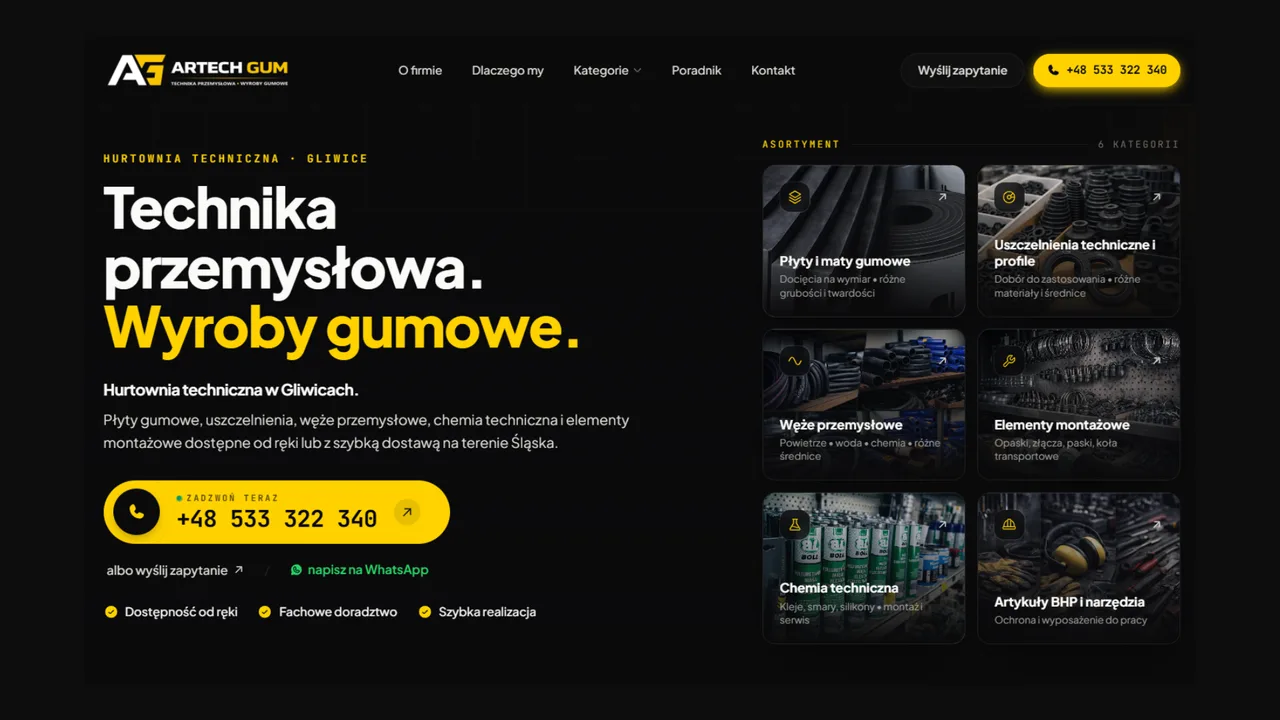 Przykładowy projekt strony - hurtownia techniczna