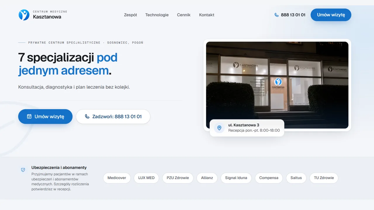 Przykładowy projekt strony - centrum medyczne
