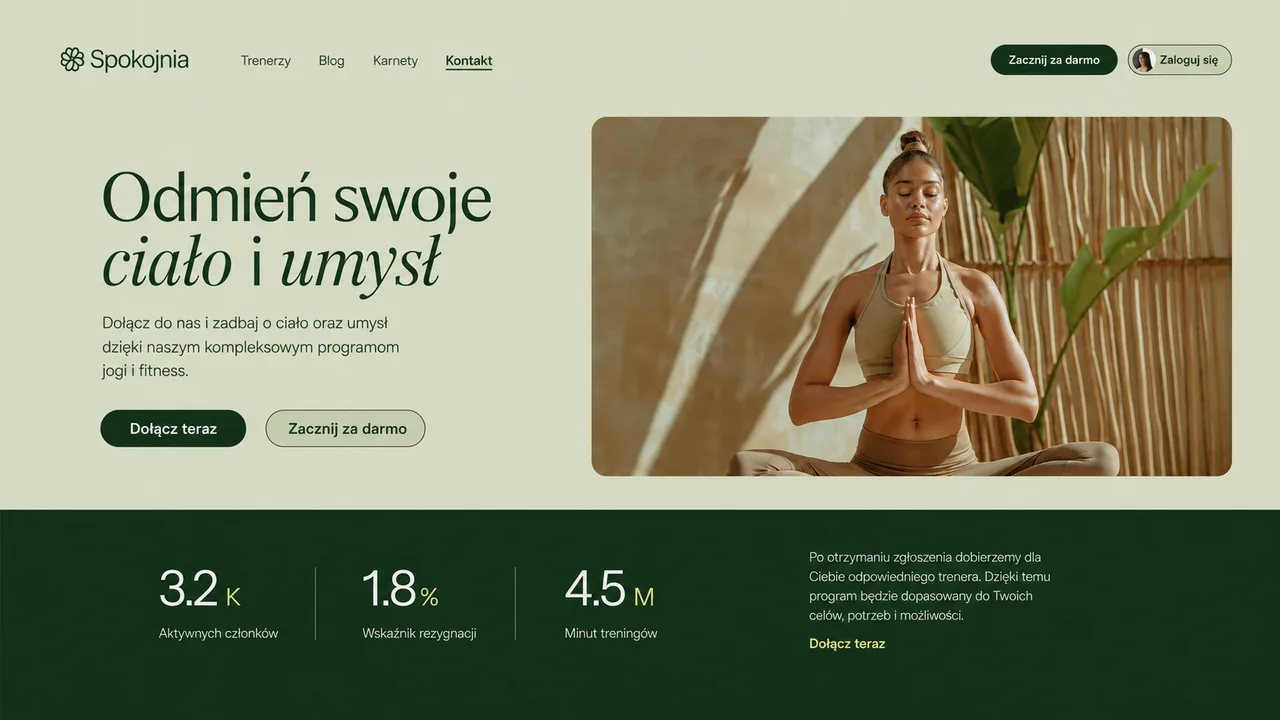 Przykładowy projekt strony - joga i fitness