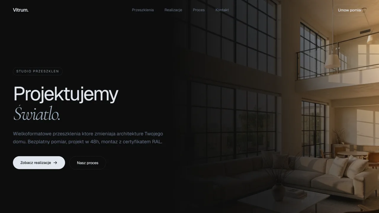Przykładowy projekt strony - studio przeszkleń